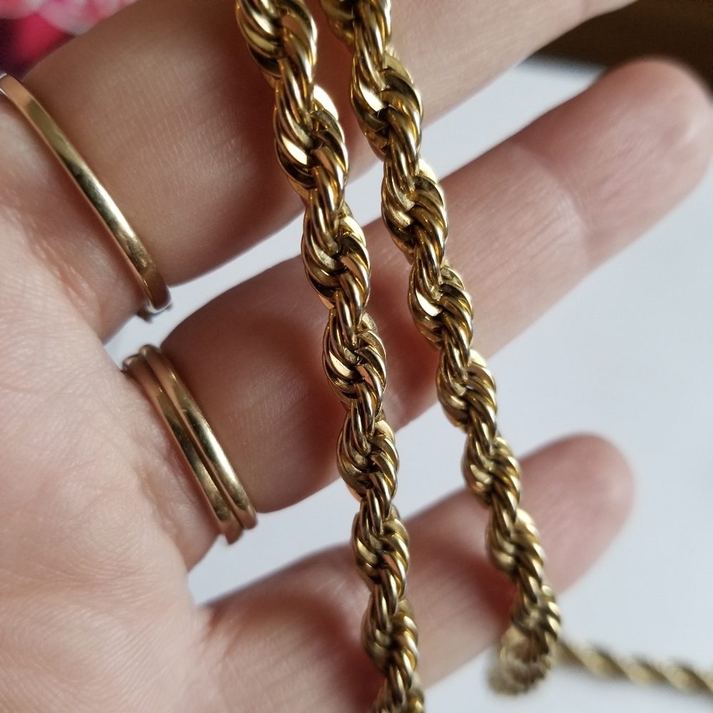 Relisted -Vintage rope chain gold tone metal - Picture 9 of 13